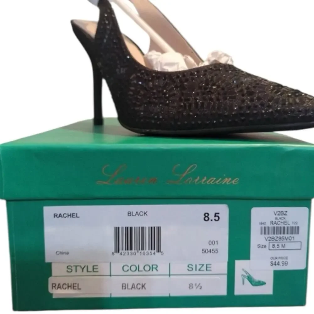 Lauren Lorraine Rachel Black Heel Size 8.5 NIB beaded party new years fun - Picture 2 of 5